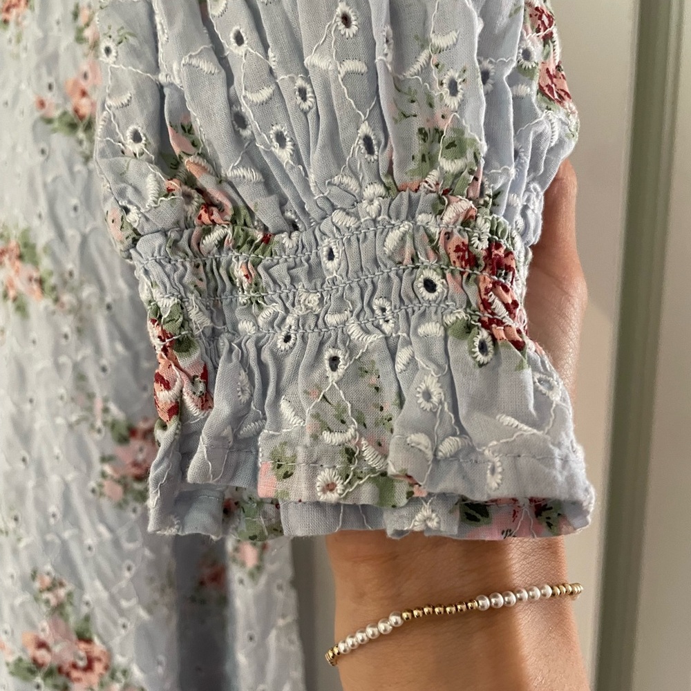 ASOS Blue Floral Embroidered Dress - Picture 6 of 12